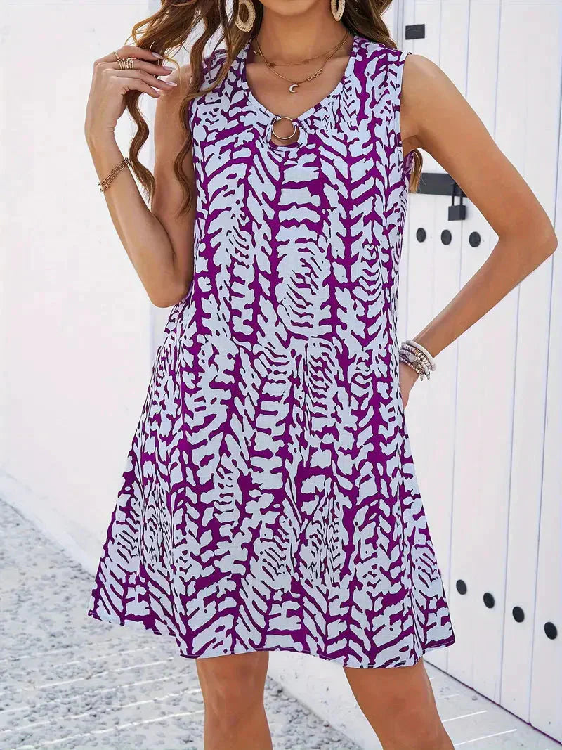 WW | Bedrucktes Kleid Ärmelloses Minikleid für den Sommer