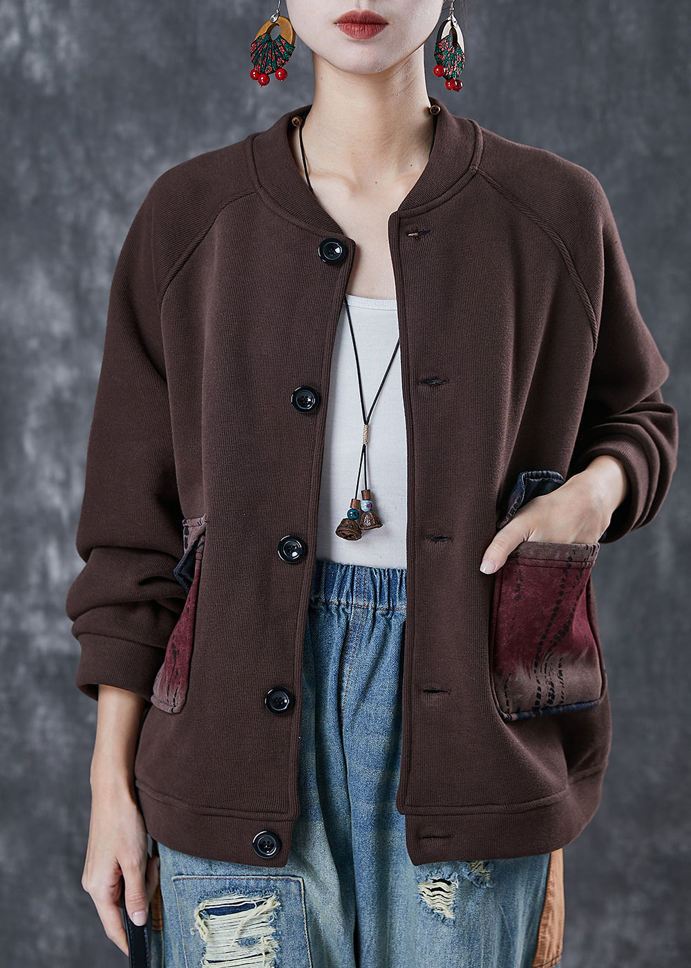 WW | Patchwork Warm Fleece Jackets Plus Size Winter