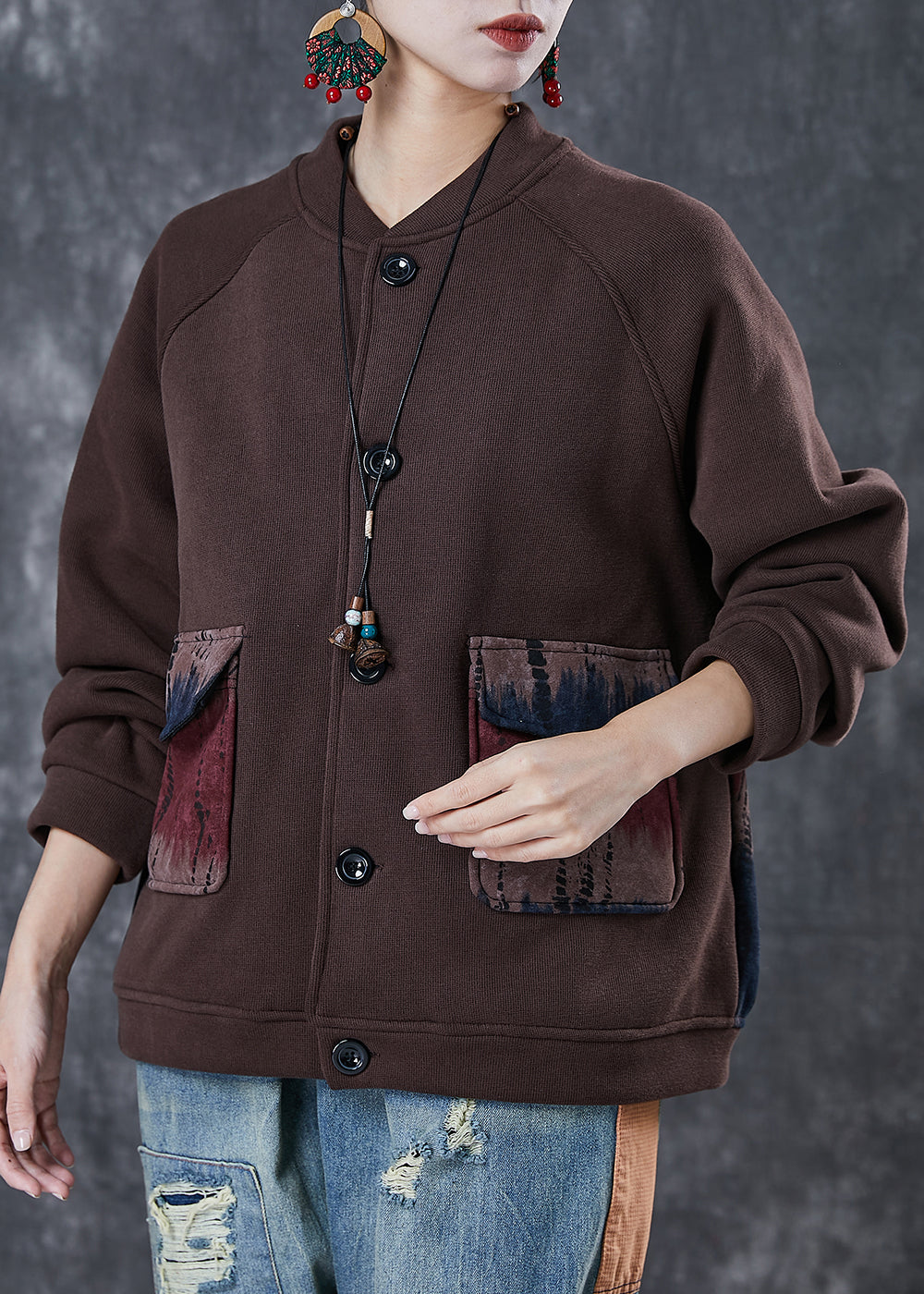WW | Patchwork Warm Fleece Jackets Plus Size Winter