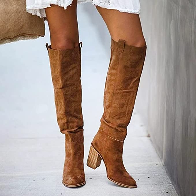 WW | Overknee Cowboy Plateau Stiefel aus Leder mit Wildleder-Look für Damen - Perfekt für WW | Days