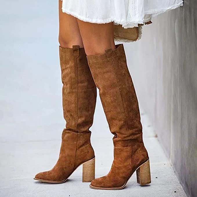 WW | Overknee Cowboy Plateau Stiefel aus Leder mit Wildleder-Look für Damen - Perfekt für WW | Days
