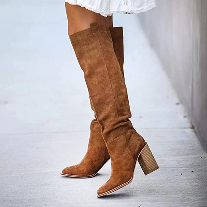 WW | Overknee Cowboy Plateau Stiefel aus Leder mit Wildleder-Look für Damen - Perfekt für WW | Days