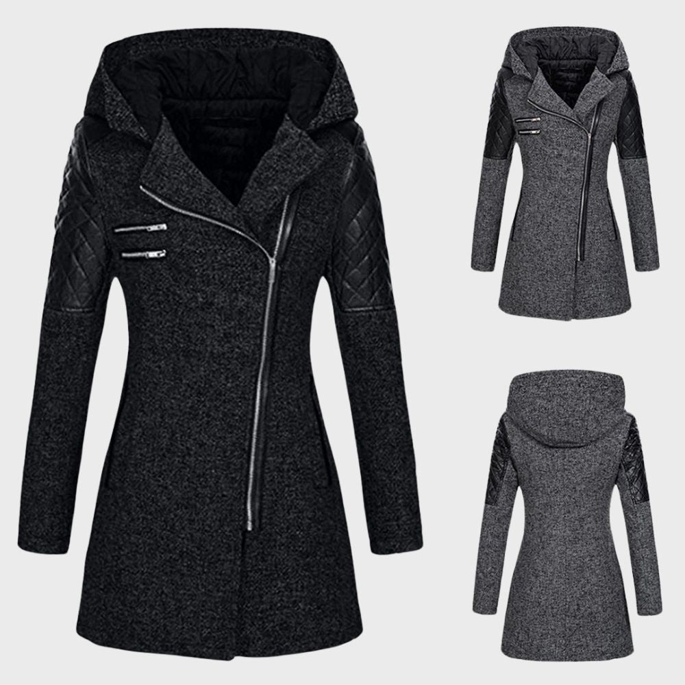 WW | Asymmetrischer Mantel - Kunstlederakzente - Stilvoll und Warm