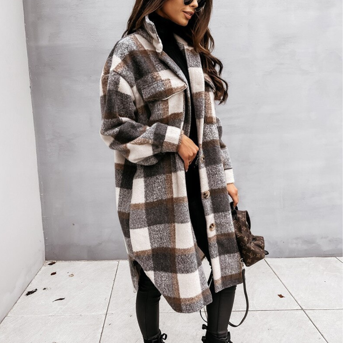 WW | Checked Wool Coat for Women
