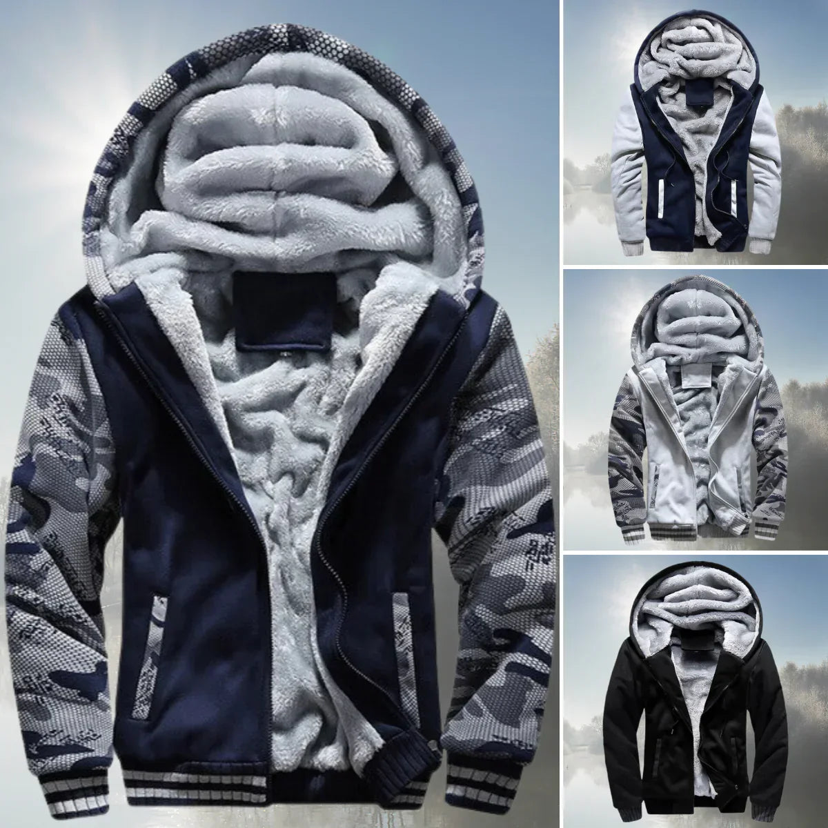 WW | fleecejacke mit kapuze und reißverschluss