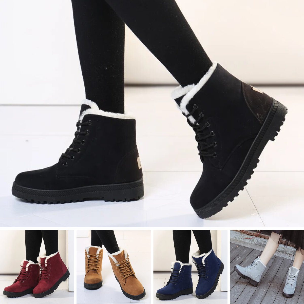WW |  Winter Stiefeletten mit Wolle und Absatz für Damen - Ideal für den Winter