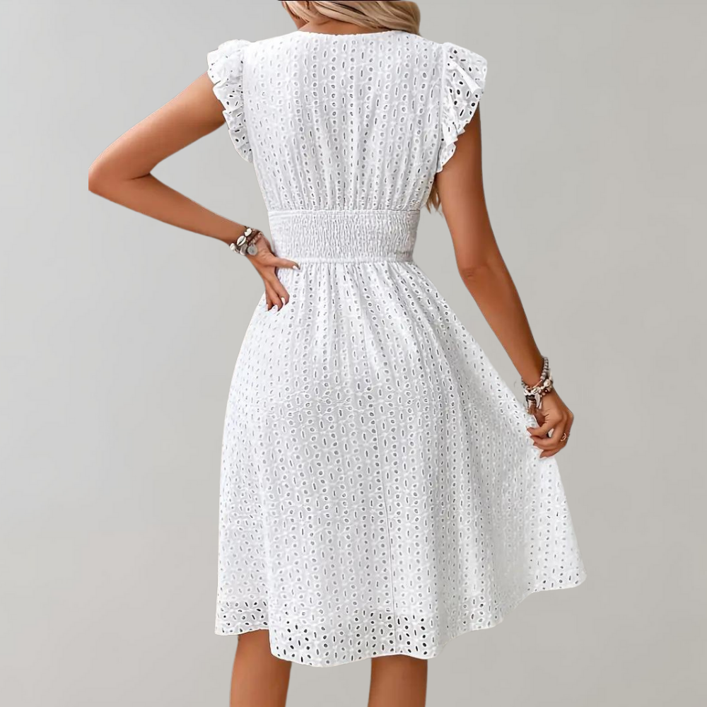 WW | Elegantes, Weißes Sommerkleid mit Rüschenärmeln