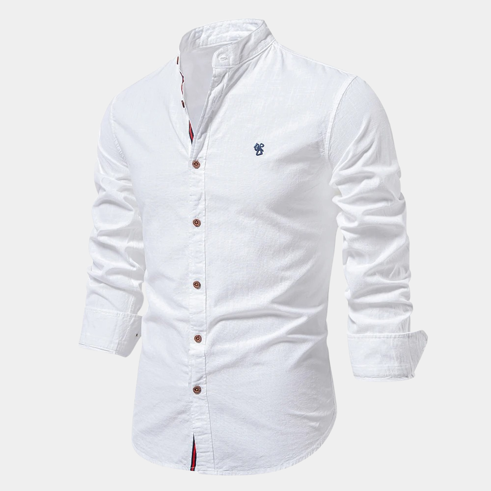 WW | Slim Fit Breathable Fabric Stand-up Collar Buttons with Contrast Details