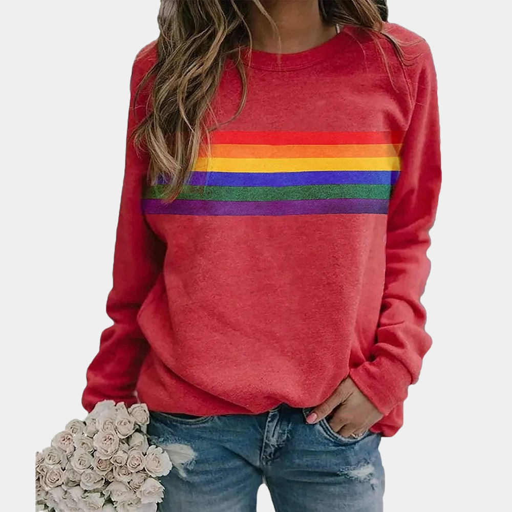 WW | Rainbow Stripe Crewneck Sweatshirt