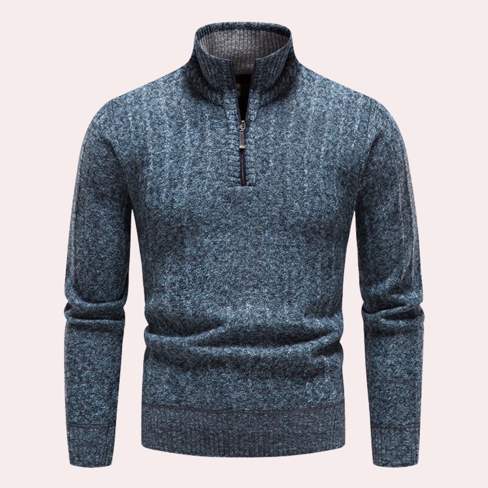 WW | Herren Kapuzenpullover mit Kragen und Reißverschluss