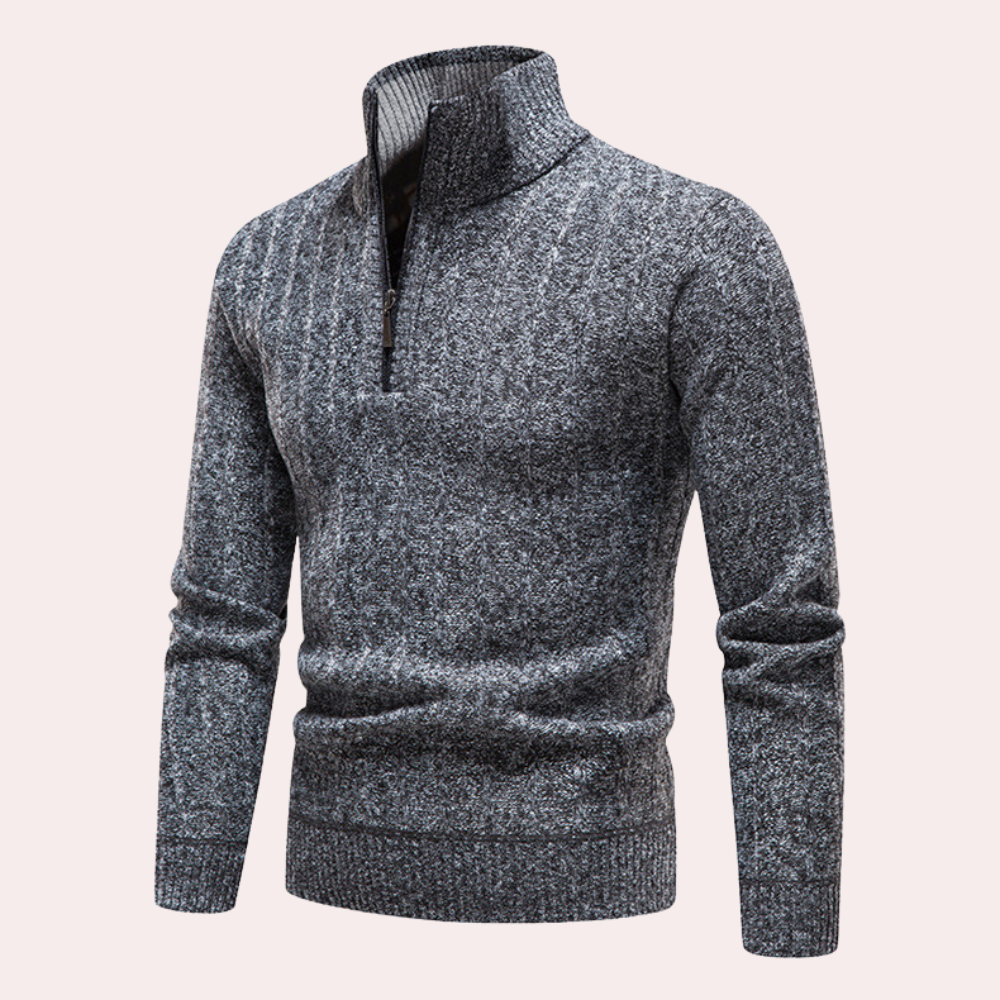 WW | Herren Kapuzenpullover mit Kragen und Reißverschluss
