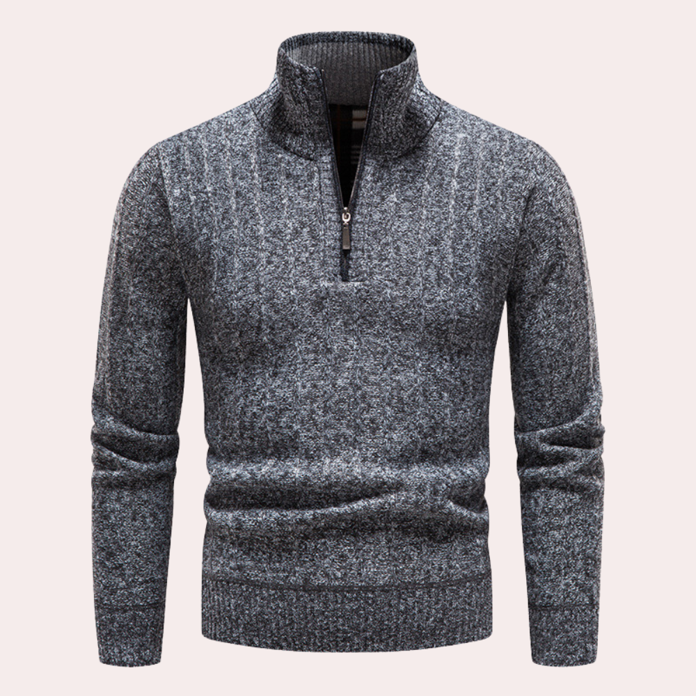 WW | Herren Kapuzenpullover mit Kragen und Reißverschluss