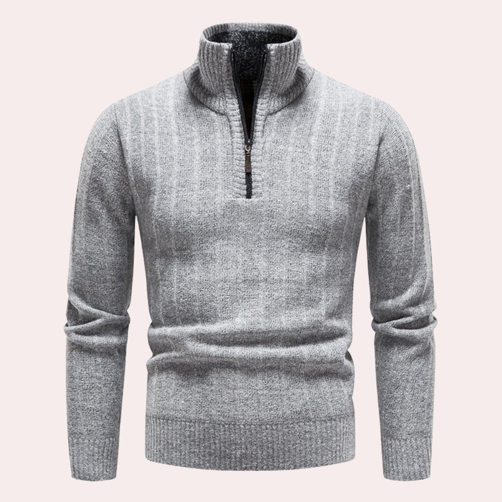 WW | Herren Kapuzenpullover mit Kragen und Reißverschluss