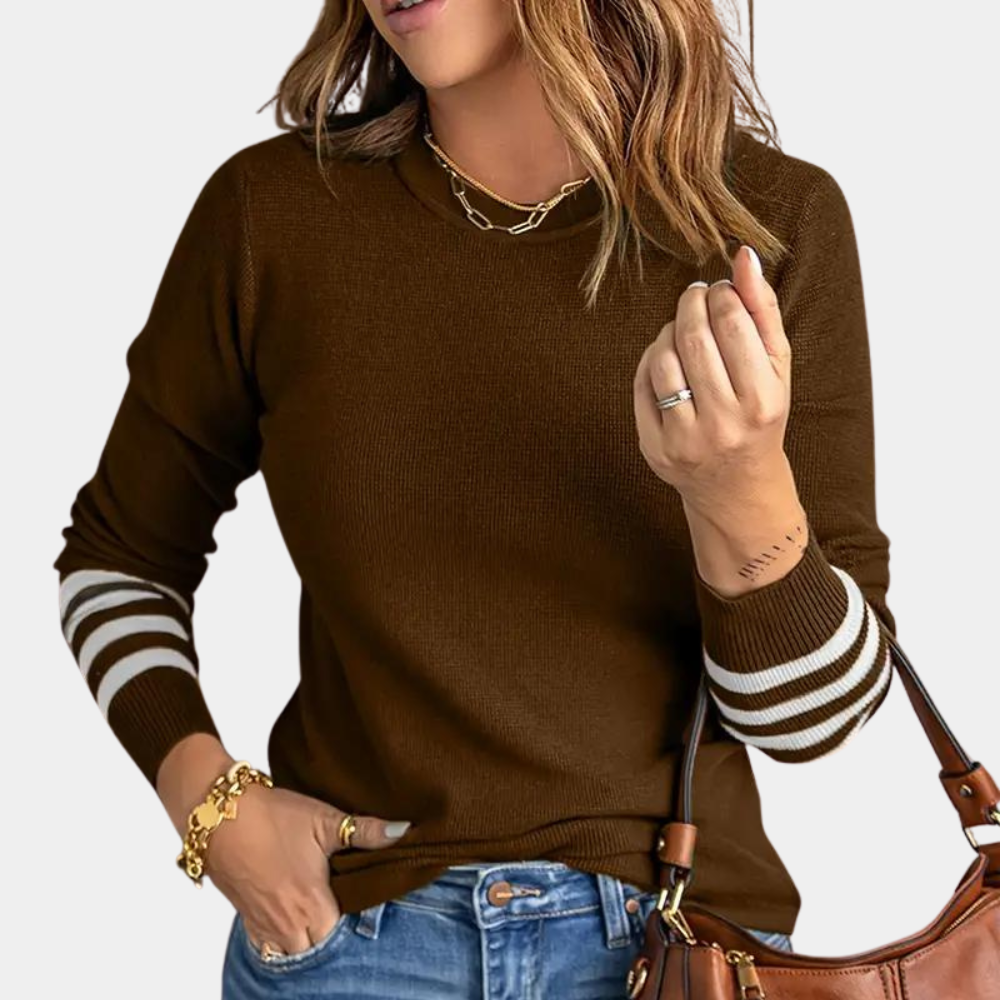 WW | Eleganter Damenpullover mit Gestreiften Ärmeln
