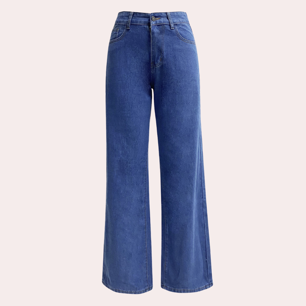WW | Women's Waist Jeans - Straight Leg Mom Fit Denim Pants with Pockets & Elastic Waistband
