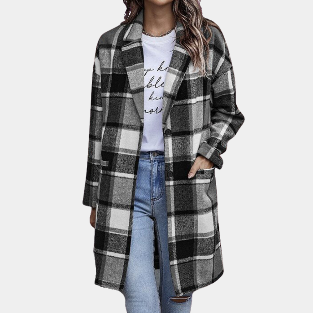 WW | Checked Long Coat for Women