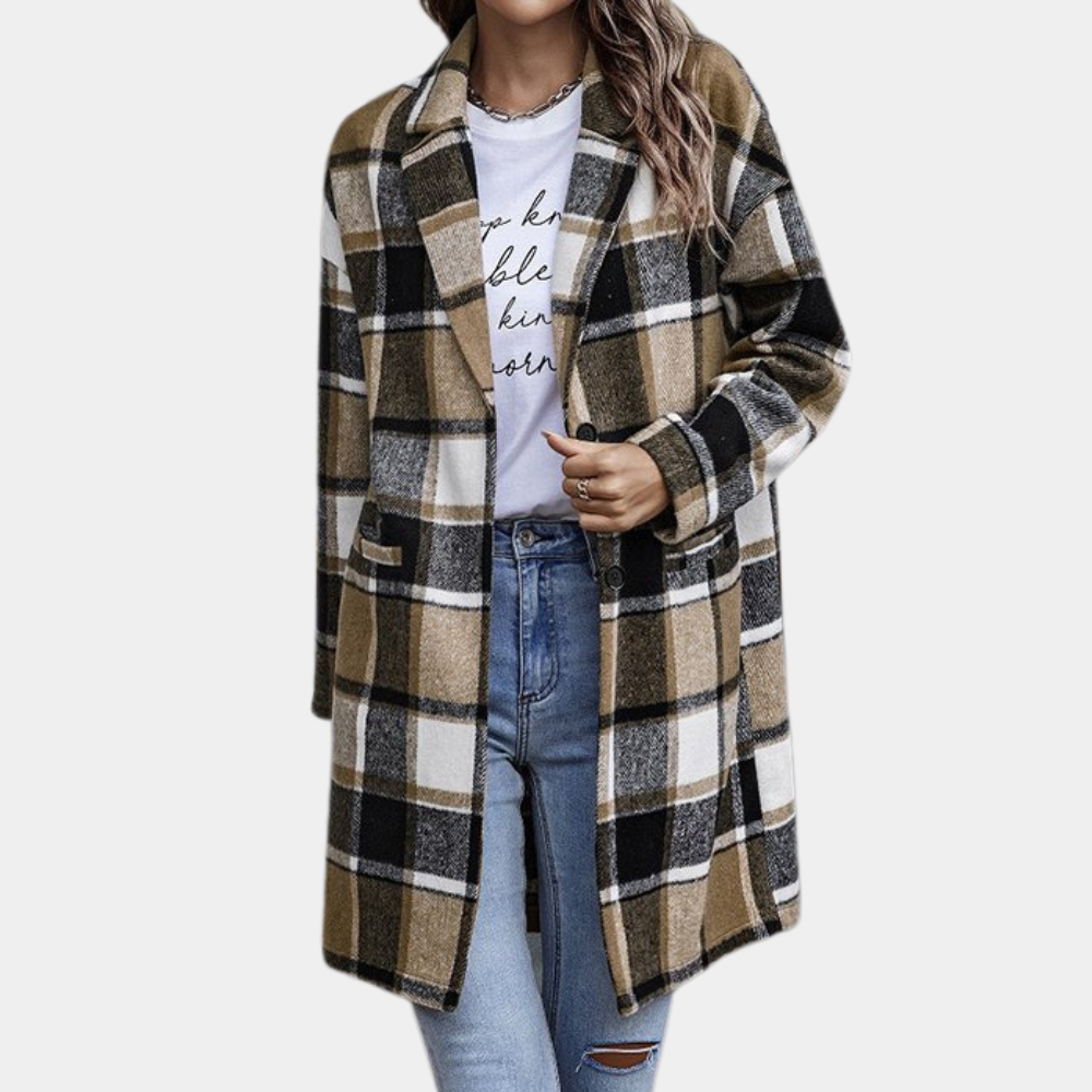 WW | Checked Long Coat for Women