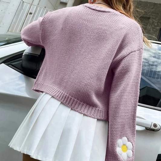 WW | Blumenmuster Strickjacke für Damen