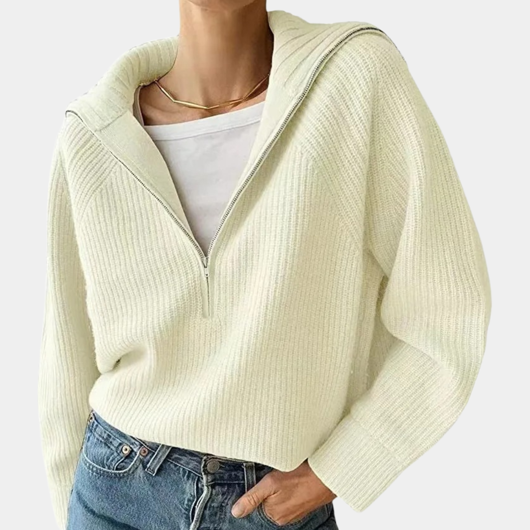 WW | Kuscheliges Stricktop für Damen mit Modischem Halben Reißverschluss