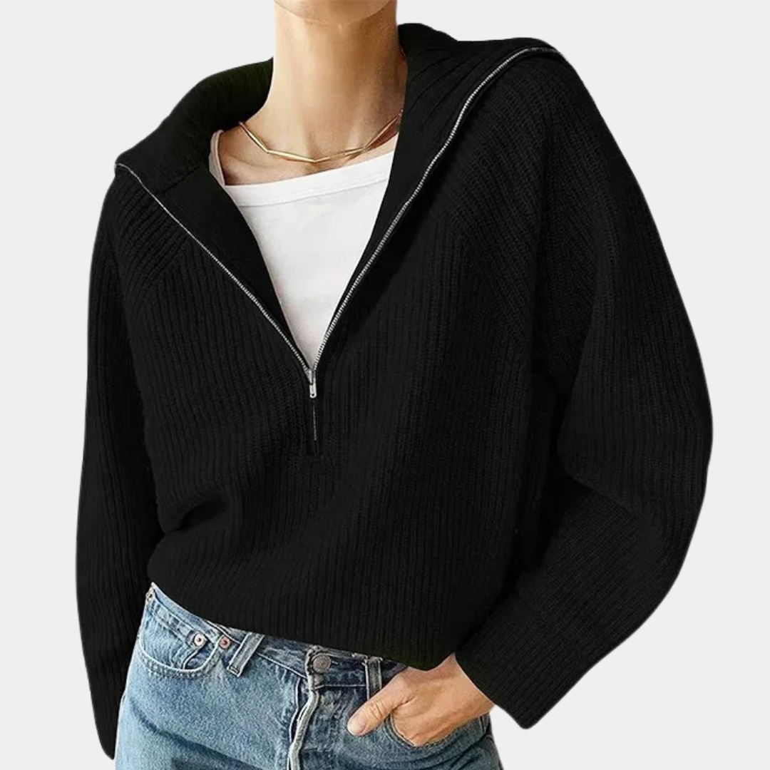 WW | Kuscheliges Stricktop für Damen mit Modischem Halben Reißverschluss