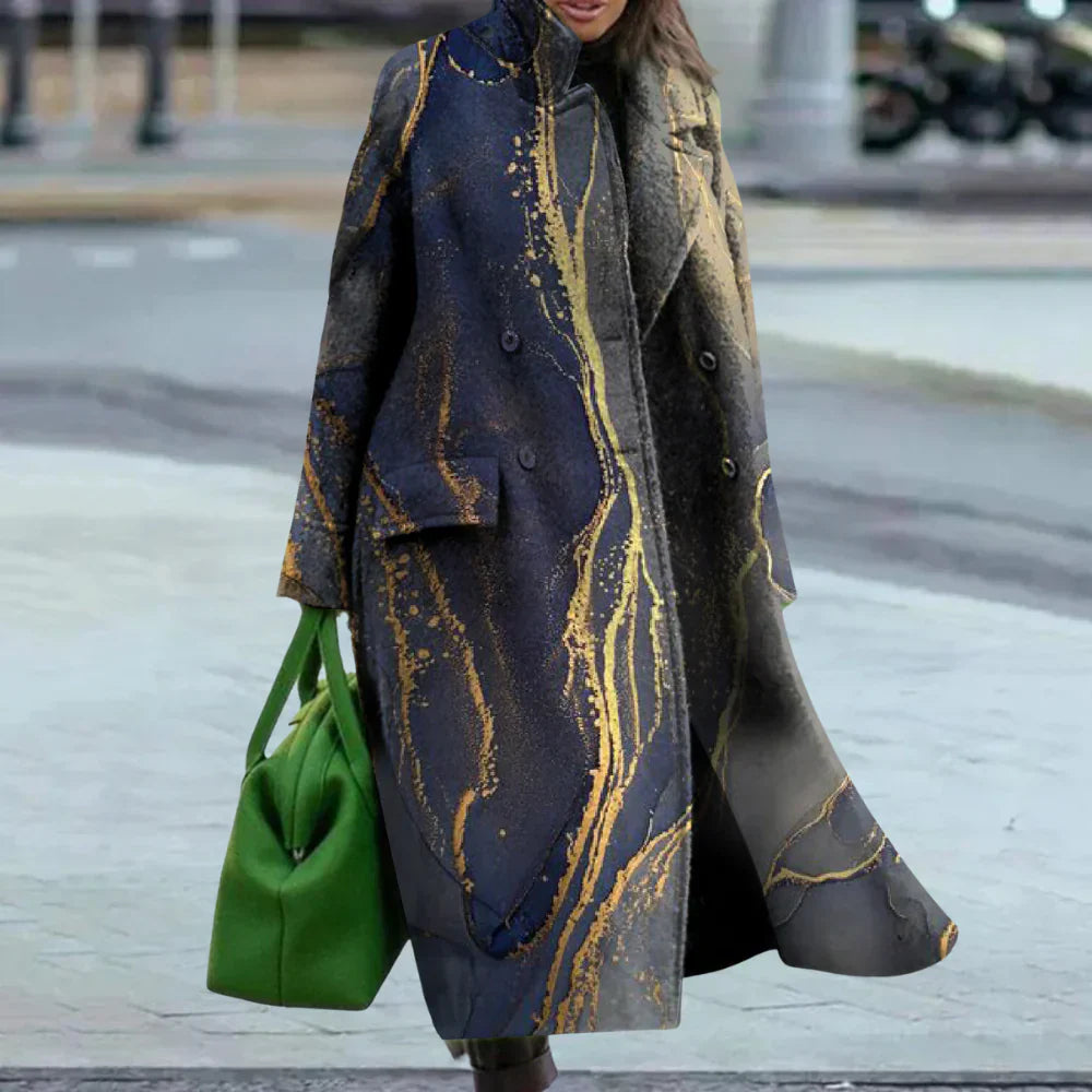 WW | Coat - Plus Size - Full Length - Wool - Abstract Pattern - Button Closure
