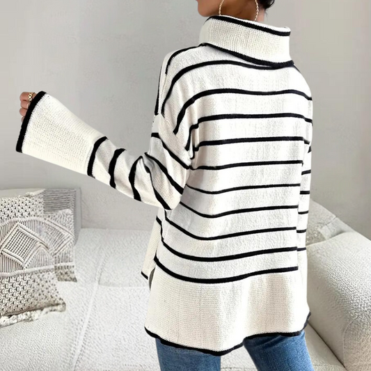 WW | Trendiger Gestreifter Rollkragenpullover für Damen