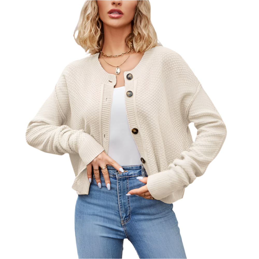 WW | Structured Button Cardigan Grey, Black, Apricot Minimal Chic Style
