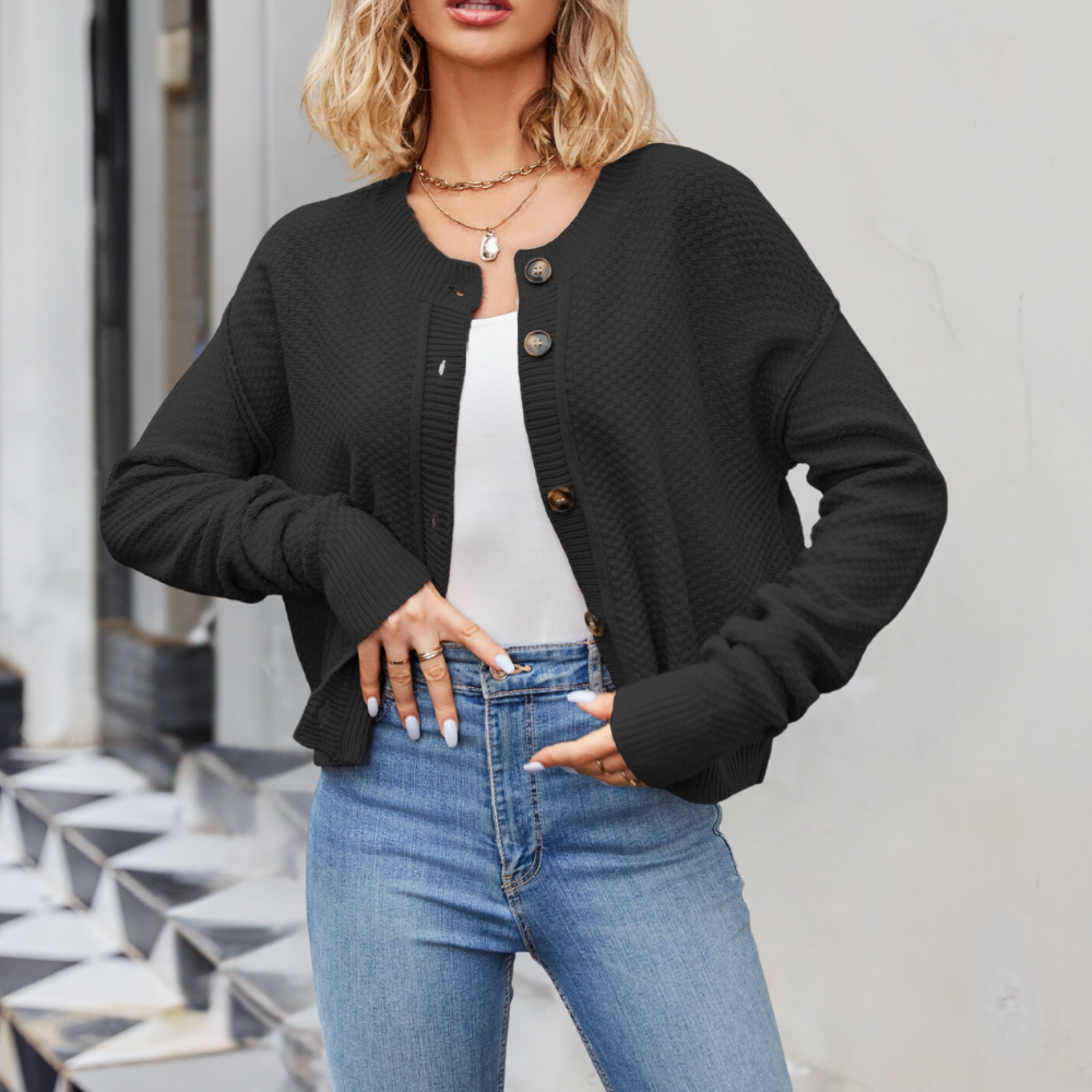 WW | Structured Button Cardigan Grey, Black, Apricot Minimal Chic Style
