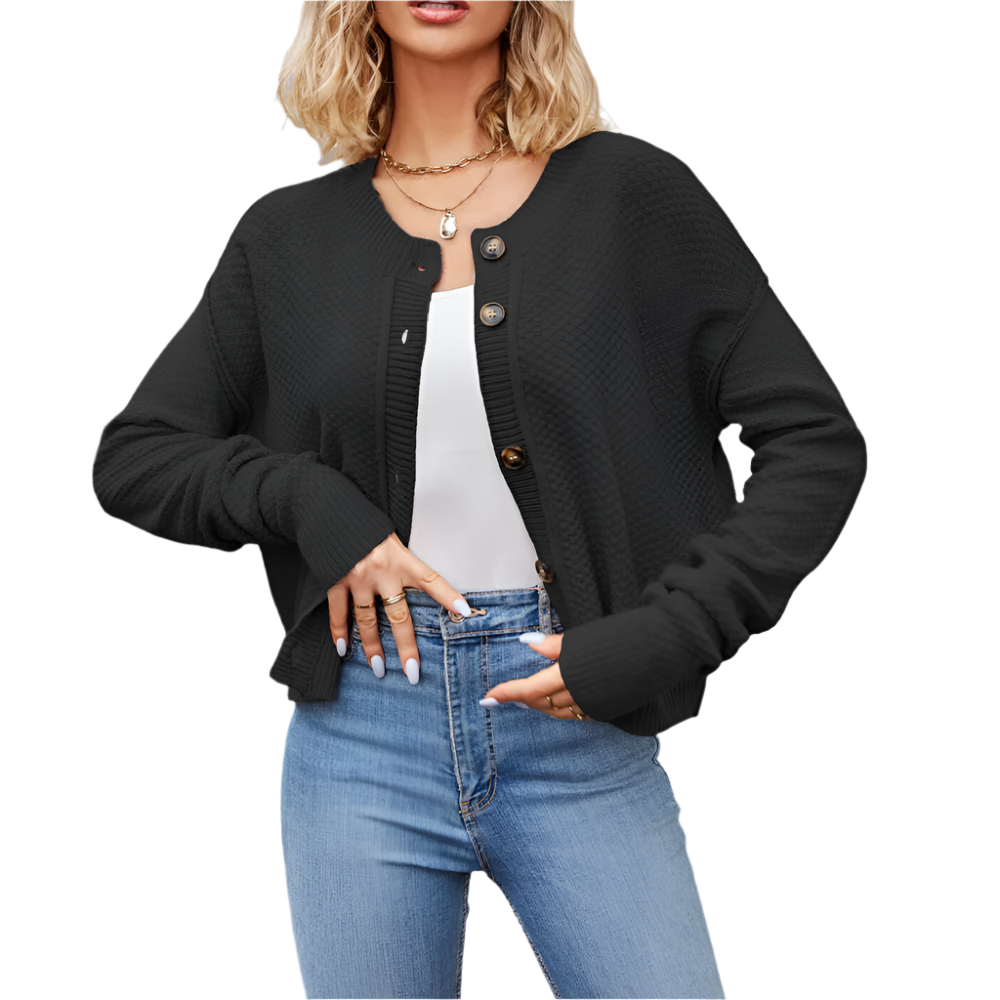 WW | Structured Button Cardigan Grey, Black, Apricot Minimal Chic Style