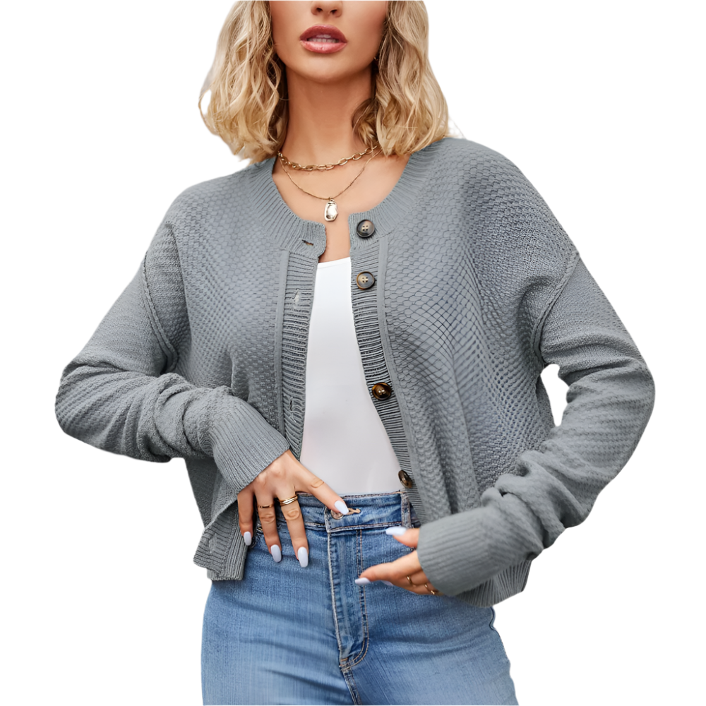 WW | Structured Button Cardigan Grey, Black, Apricot Minimal Chic Style