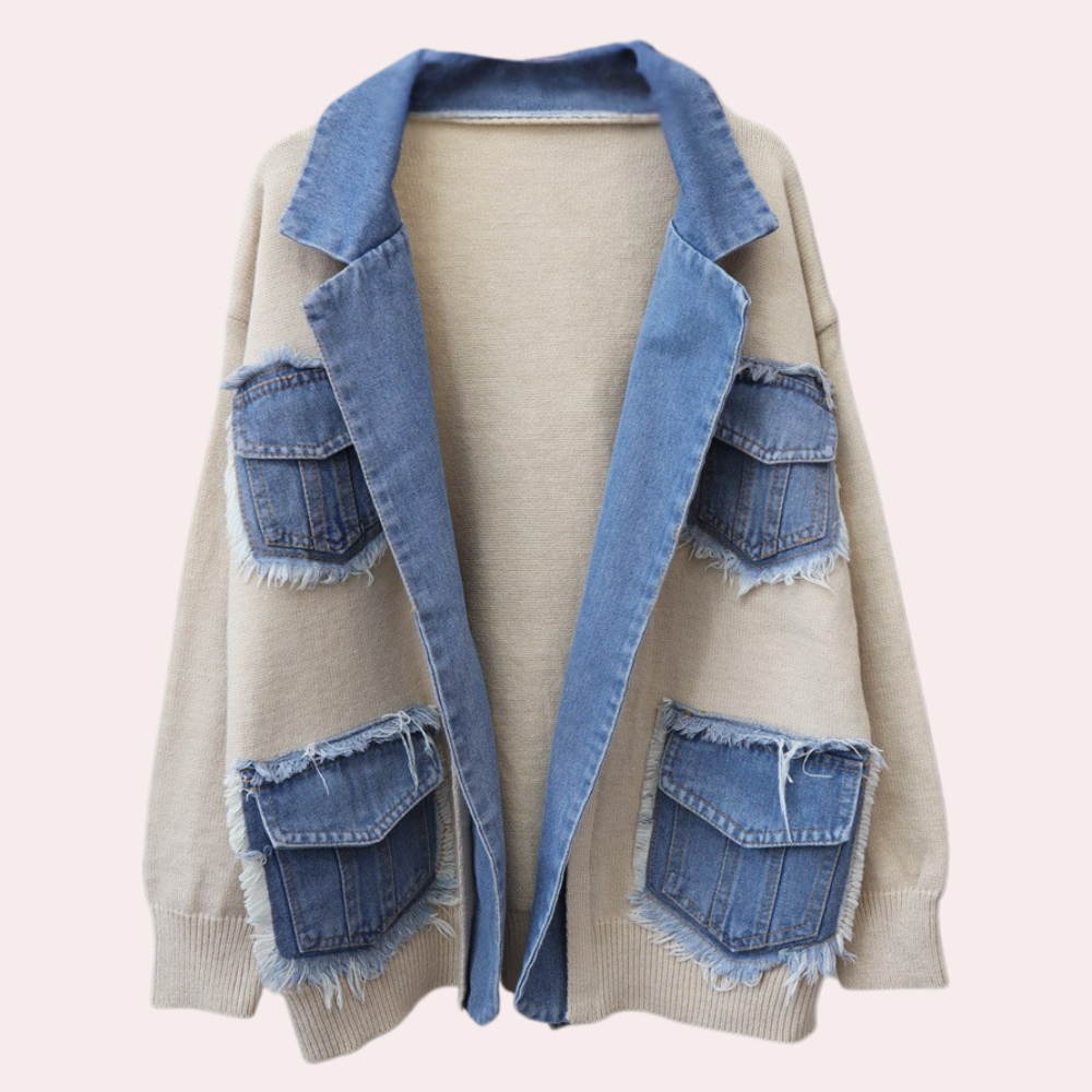 WW | Stylish Knitted Women's Vest with Denim Accents