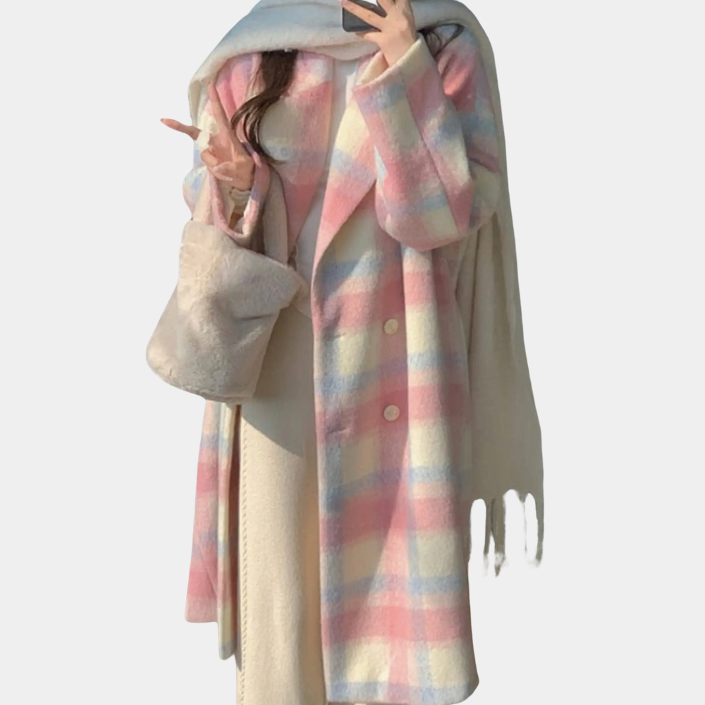 WW | Women's Coat with Stylish Plaid Pattern