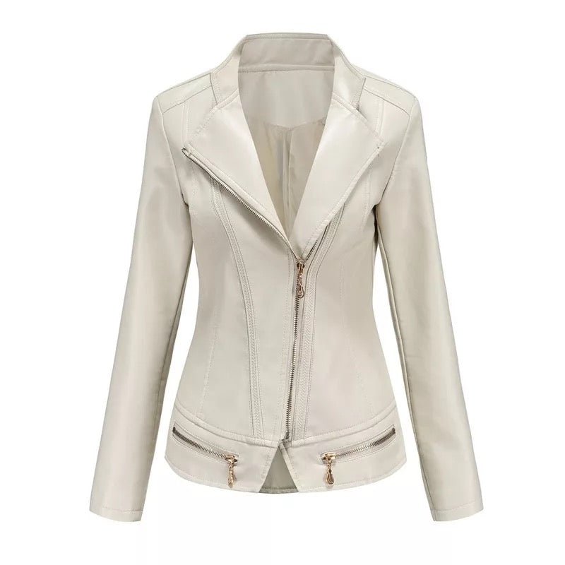 WW | Faux Leather Motojacke - Asymmetrischer Reißverschluss - Taillierte Passform - Kräftige Farben