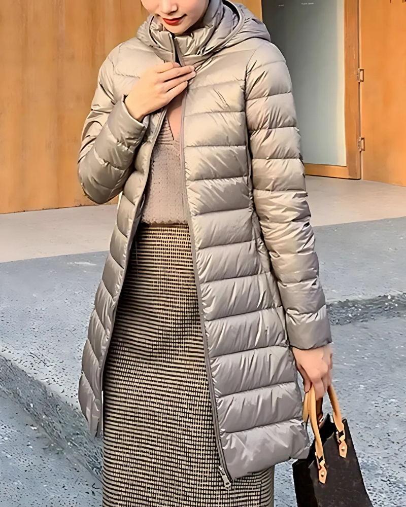 WW | Women's Puffer Jacket – Slim Fit – Mid-Length with Hood – Quilted – Warm