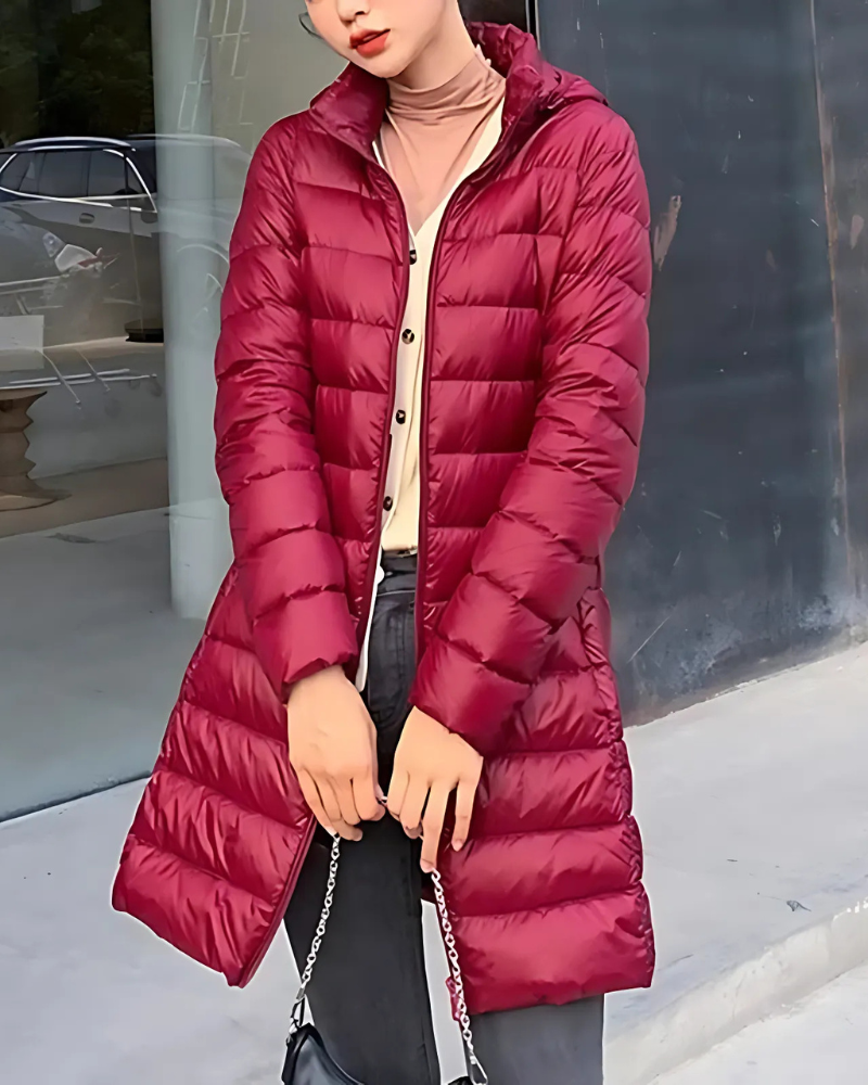 WW | Women's Puffer Jacket – Slim Fit – Mid-Length with Hood – Quilted – Warm