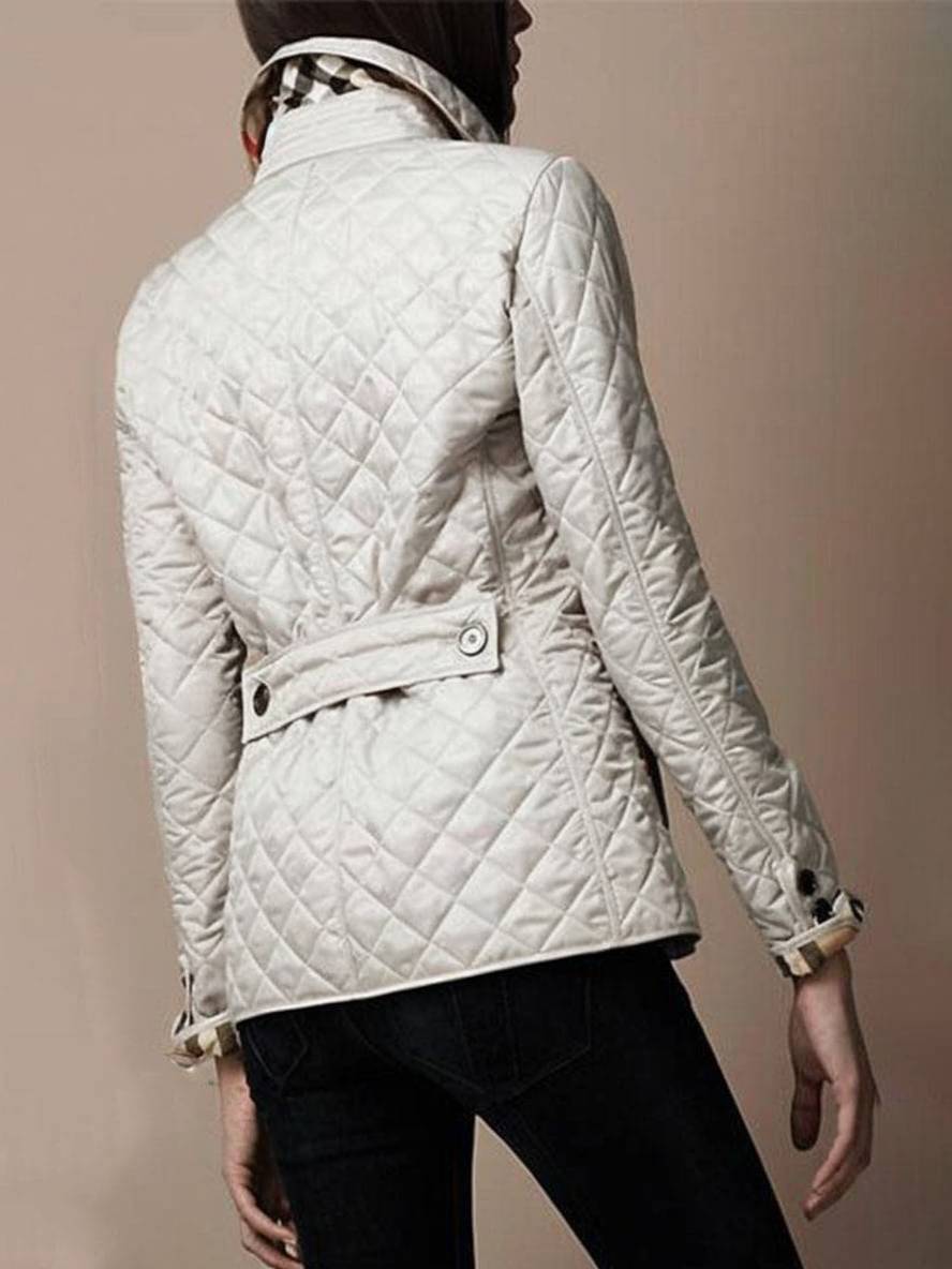 WW | Short Plain Coat with Button Pockets Lapel Long Sleeves Women's Elegant Casual Jacket
