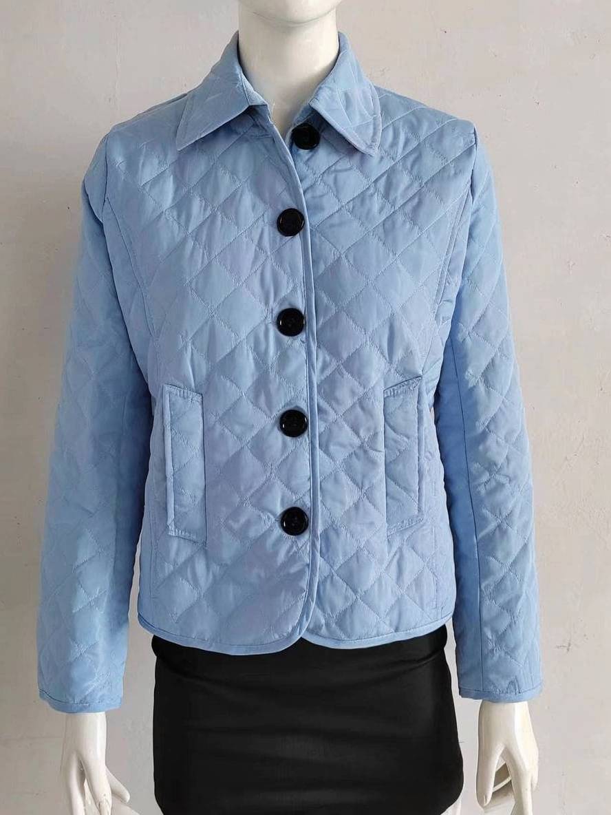 WW | Short Plain Coat with Button Pockets Lapel Long Sleeves Women's Elegant Casual Jacket