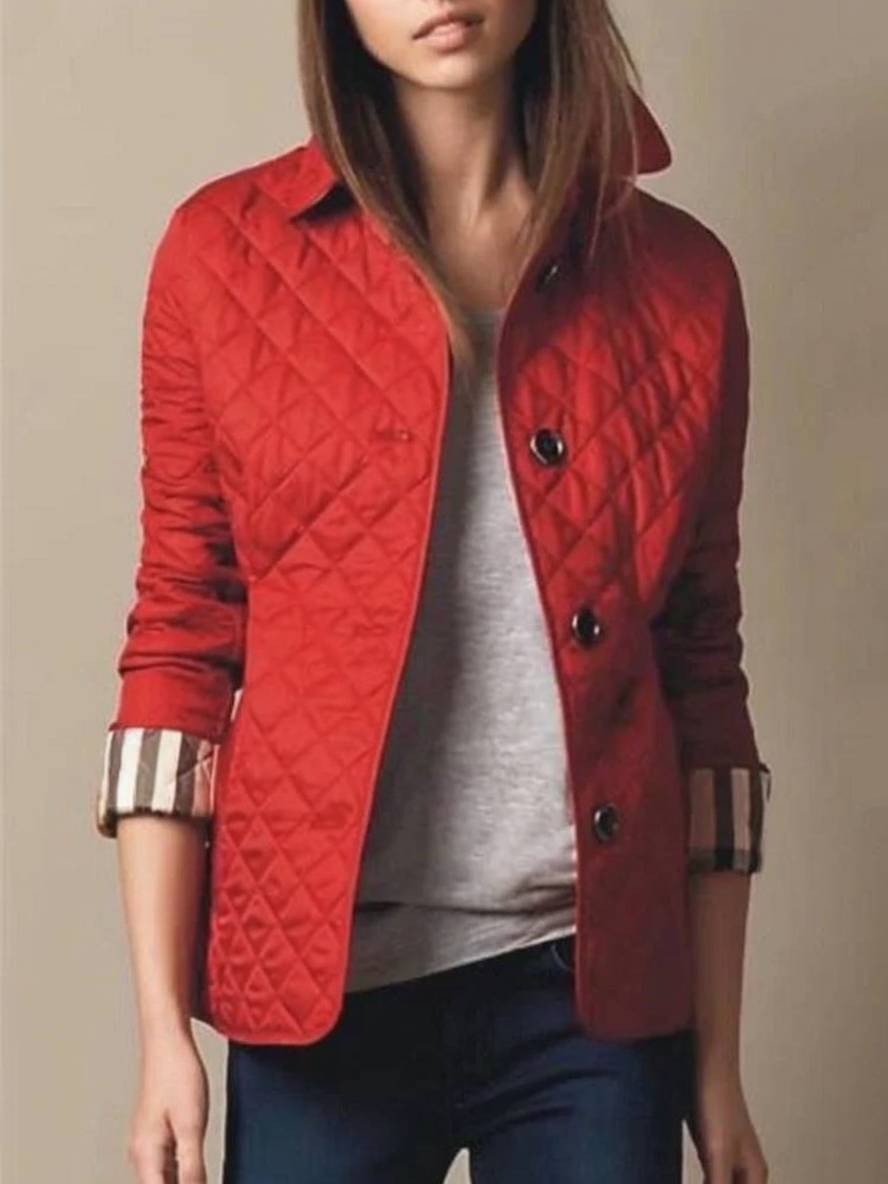 WW | Short Plain Coat with Button Pockets Lapel Long Sleeves Women's Elegant Casual Jacket