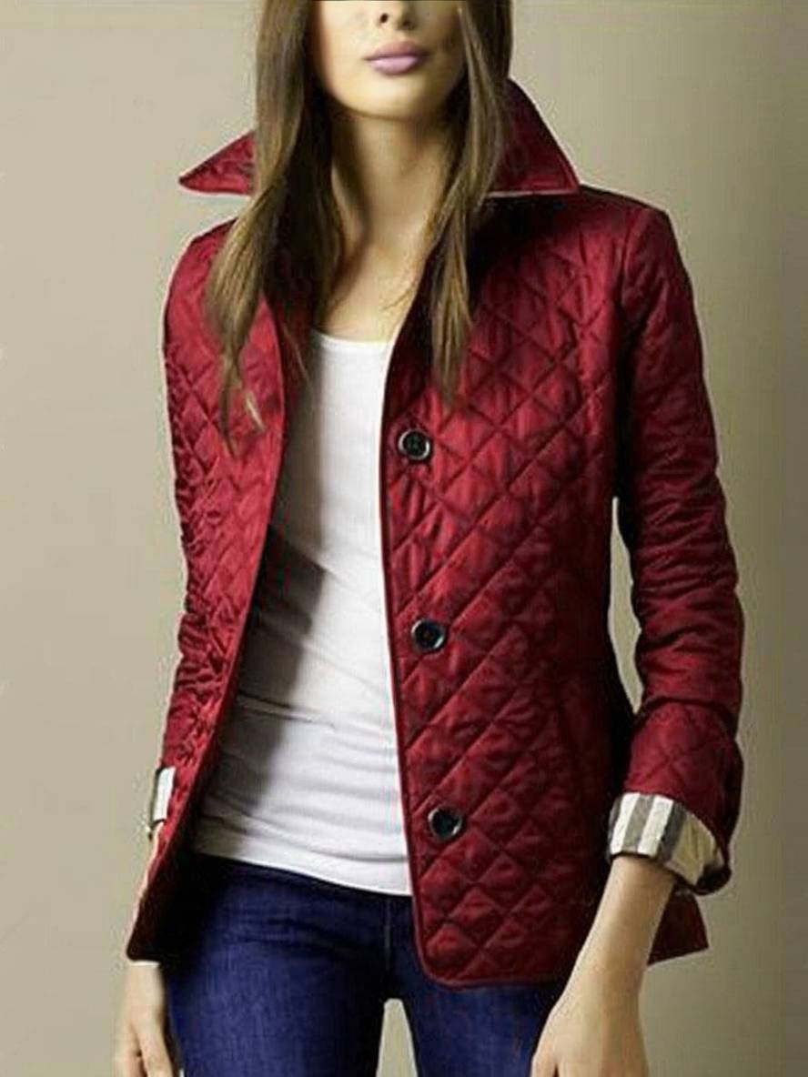 WW | Short Plain Coat with Button Pockets Lapel Long Sleeves Women's Elegant Casual Jacket