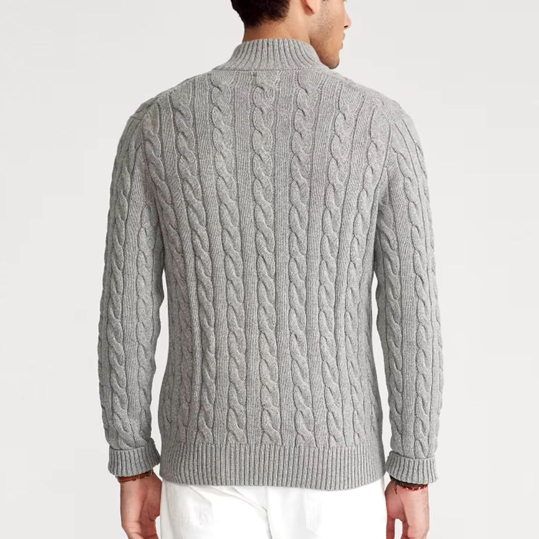 WW | Pullover mit Zopfmuster und halbem Reißverschluss - Eleganter Freizeit-Strickpullover