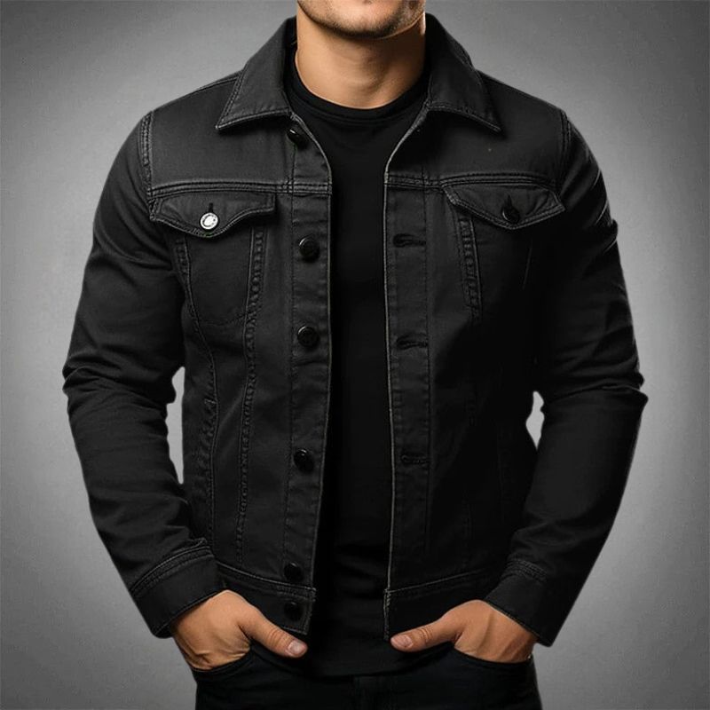 WW | Denim Jacke Slim Fit Atmungsaktiver Strickstoff Knopfleiste