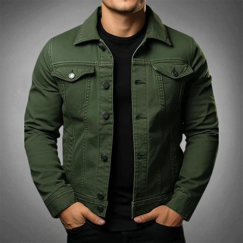 WW | Denim Jacke Slim Fit Atmungsaktiver Strickstoff Knopfleiste