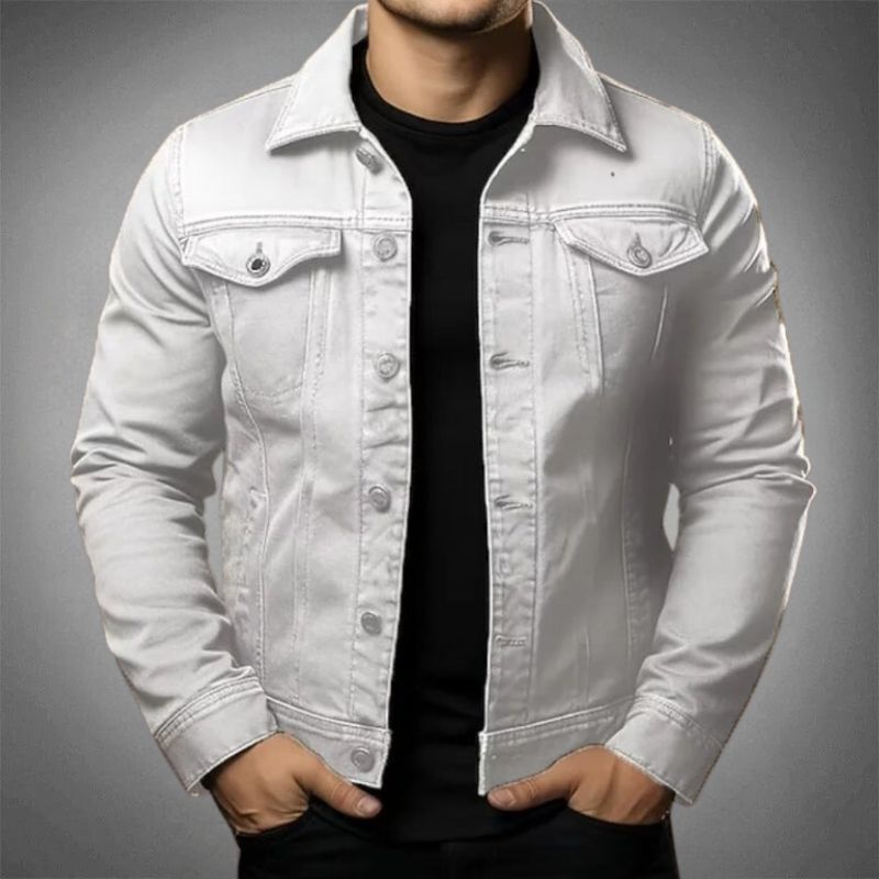 WW | Denim Jacke Slim Fit Atmungsaktiver Strickstoff Knopfleiste