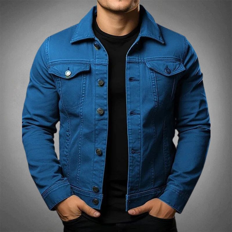 WW | Denim Jacke Slim Fit Atmungsaktiver Strickstoff Knopfleiste