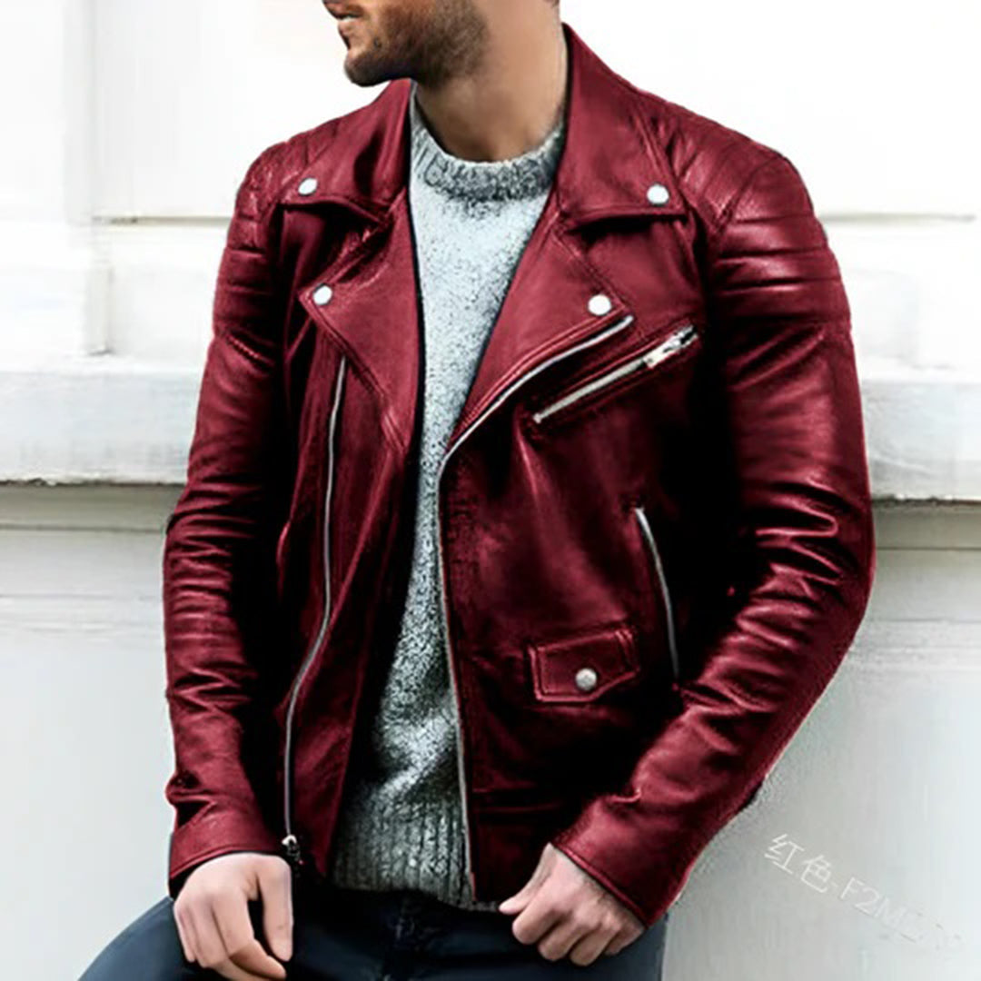 WW | Faux Leather Biker Jacket - Retro Style with Zipper & Shoulder Details