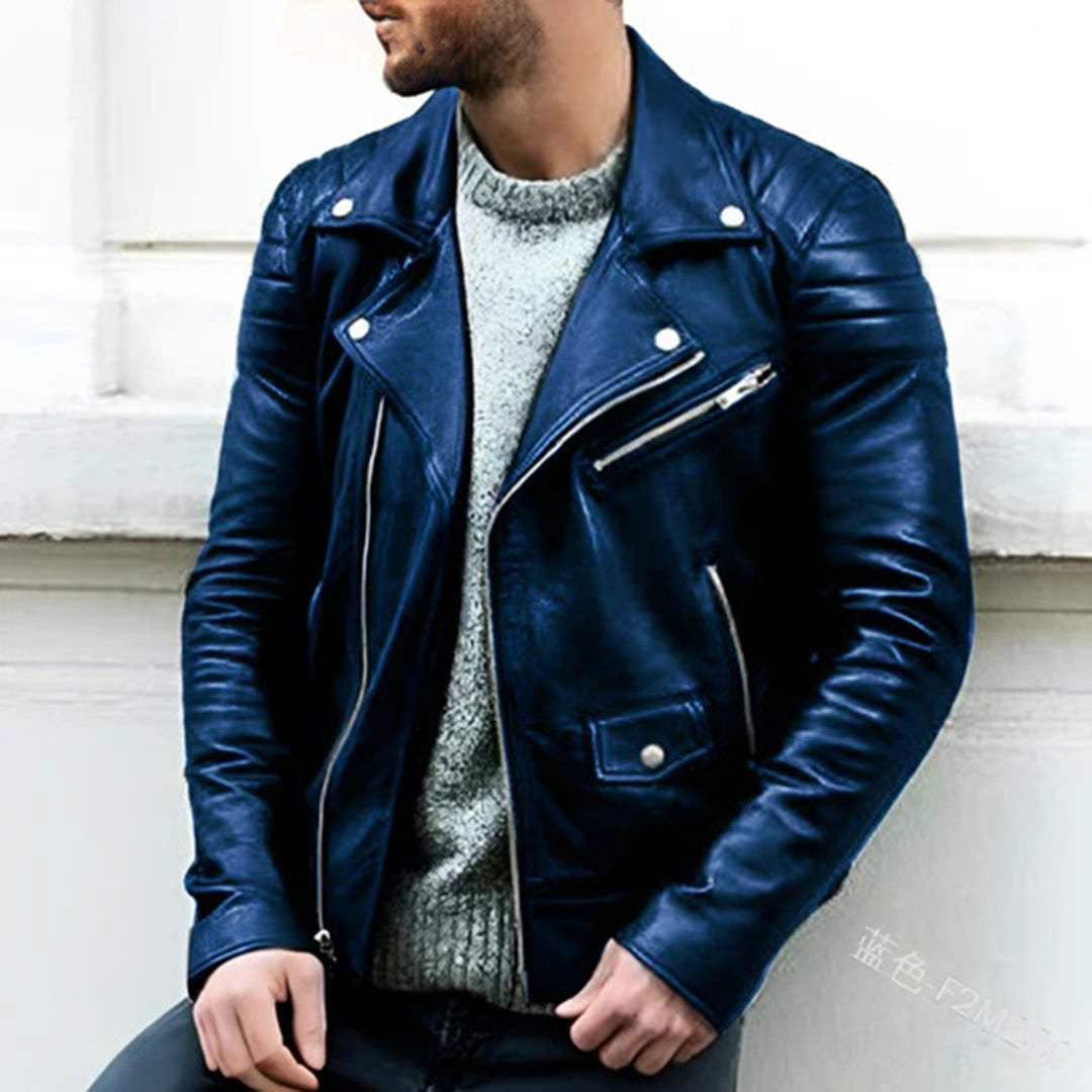 WW | Faux Leather Biker Jacket - Retro Style with Zipper & Shoulder Details