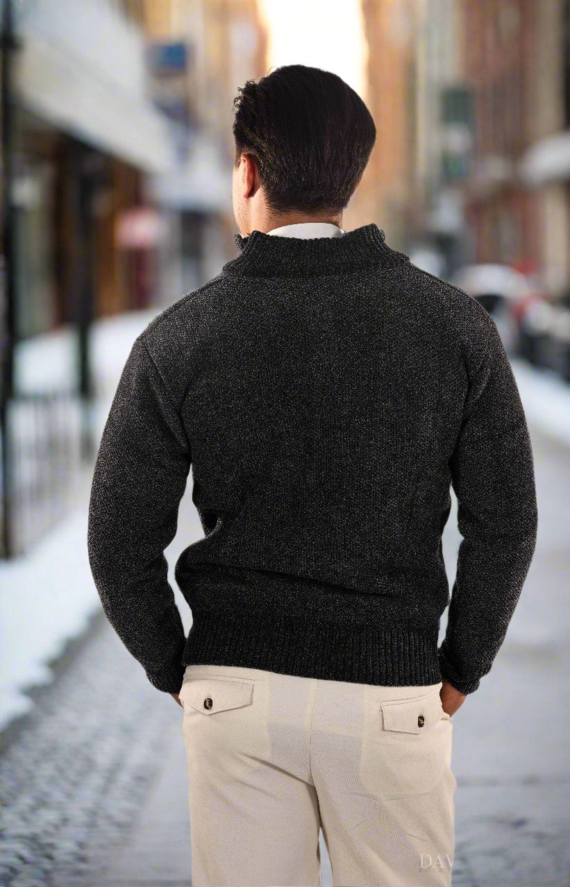 WW | Reißverschluss Stricktextur Slim Fit Stehkragen Gerippte Kanten