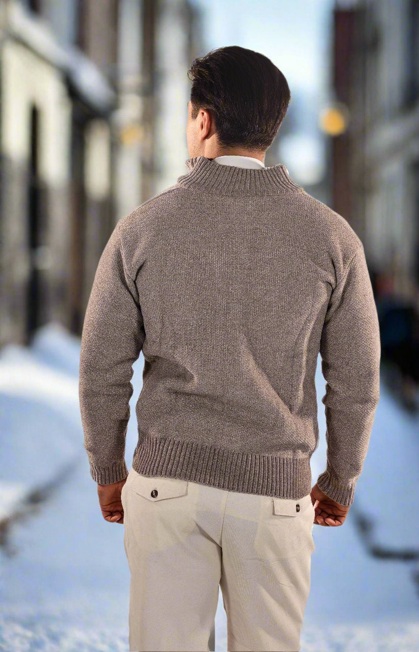 WW | Reißverschluss Stricktextur Slim Fit Stehkragen Gerippte Kanten