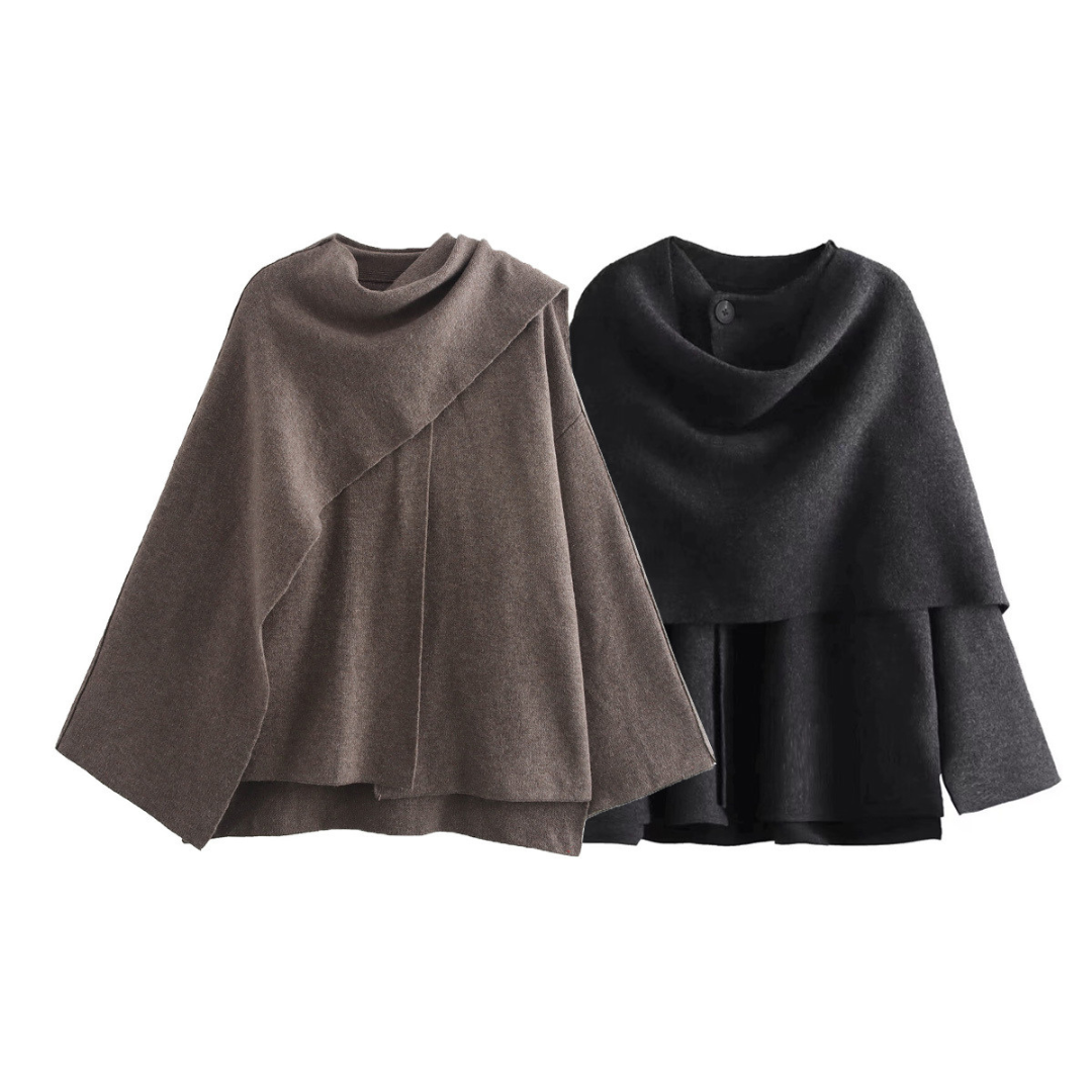 WW | Wollen Herbst Poncho Damen Überjacke