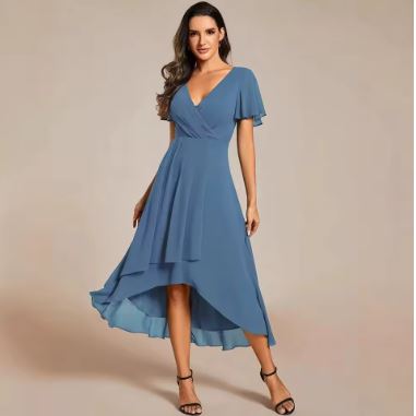 WW | Stilvolles Midikleid mit Kurzen Ärmeln